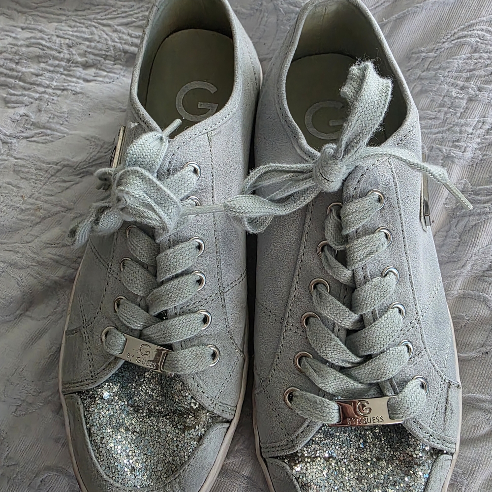 G by Guess Silver and Gray Sneakers